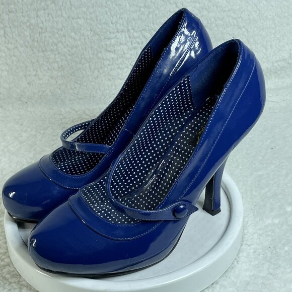 Pinup Couture High Heels Womens Size 8 Blue CUTIEPIE-02 4.5 Inch Heels - Picture 2 of 9